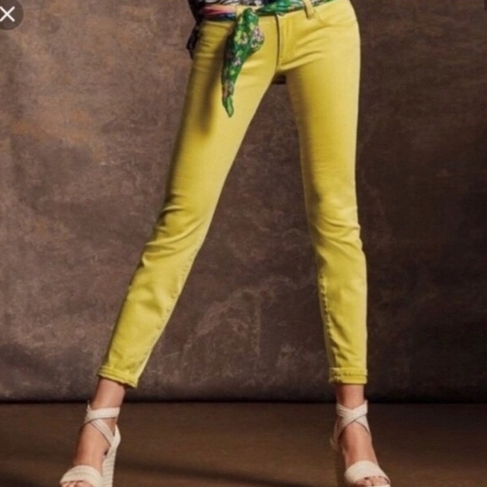 CAbi Jeans Curvy Skinny Citron Yellow Jeans sz 6 - Picture 2 of 7
